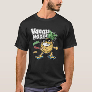 Camiseta Flores Dançarinas de Abacaxi Modo Vacante Aloha Ha