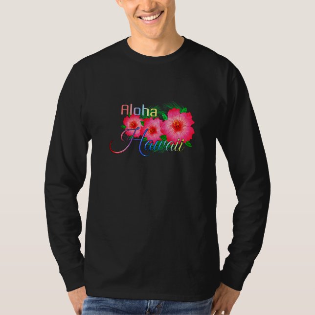 Camiseta Flores das Ilhas Tropicais Aloha Hawaii (Frente)