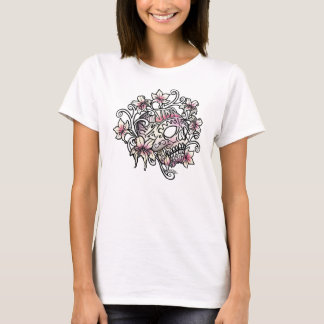 Camiseta Flores das videiras do crânio do açúcar