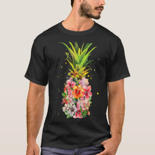 Camiseta Flores de abacaxi Mulheres Aloha Hawaii Vintage Ha