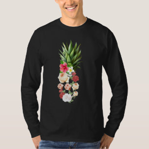 Camiseta Flores de abacaxi Orquídeas Rosas Verão Havaiano V