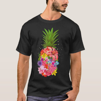 Camiseta Flores de abacaxi tropical em forma de abacaxi Alo