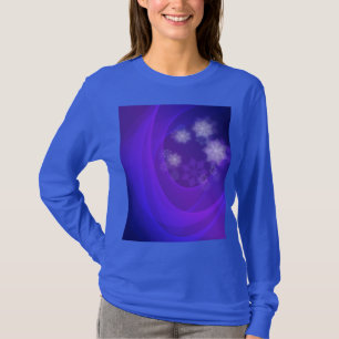 Camiseta Flores De abstrato No Fundo Do Indigo Dobrado