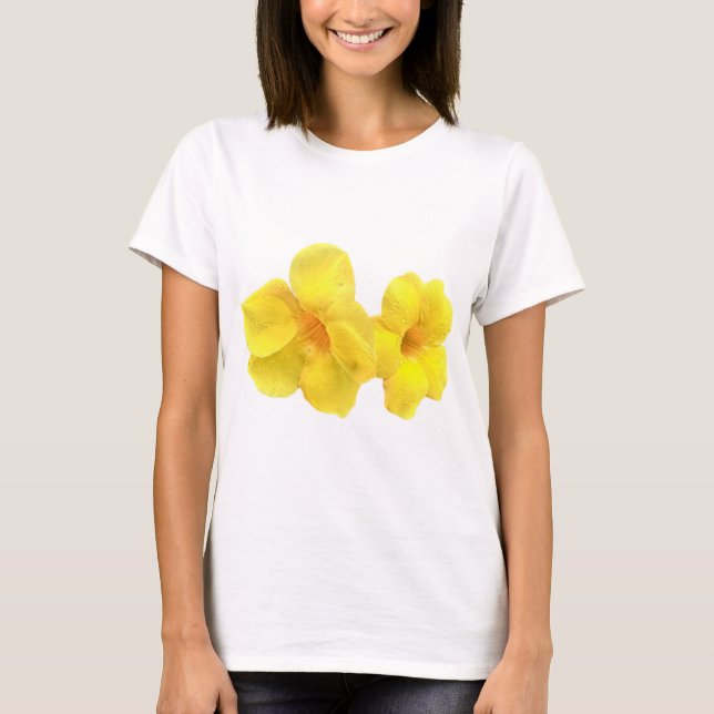 Camiseta Flores de Allamanda com Gotas de Chuva (Frente)