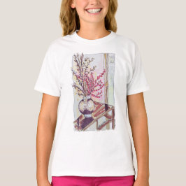 Camiseta Flores de Ameixa Vermelhas