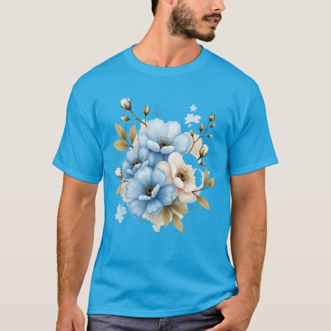 Camiseta Flores de Aquarela de Pastel Fantasy (Frente)