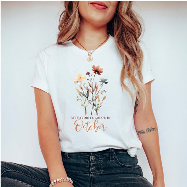 Camiseta Flores de Aquarela do outono e Cotação (Criador carregado)