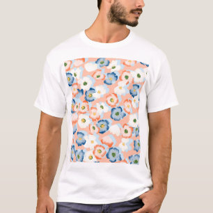 Camiseta Flores de Aquarela: Padrão de Vintagem