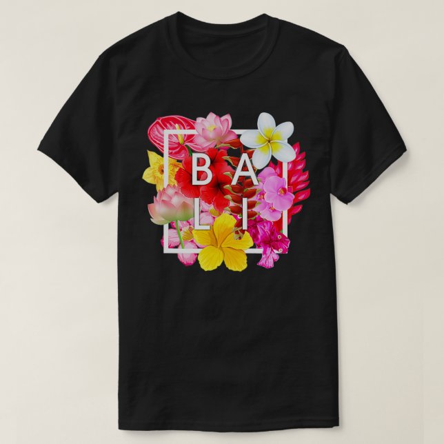 Camiseta Flores de Bali Word Art Bali Indonesia Souvenir (Frente do Design)