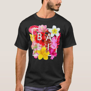 Camiseta Flores de Bali Word Art Bali Indonesia Souvenir