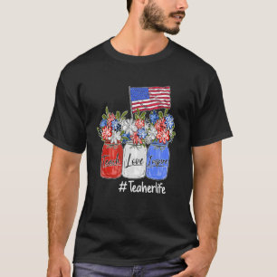 Camiseta Flores de Bandeira Americanas Mason Jar Professor