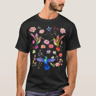 Camiseta Flores de Beija-flor Amante de Beija-flor