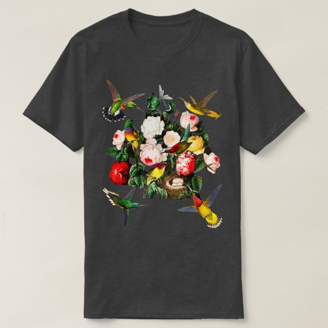 Camiseta Flores de beija-florGpresente de beija-flor (Frente do Design)