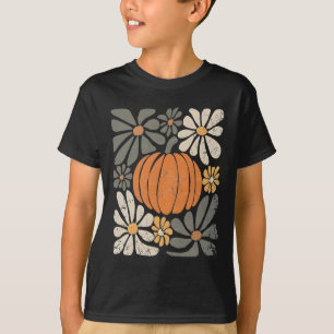 Camiseta Flores de Boho Retro Pumpkin Caem no outono