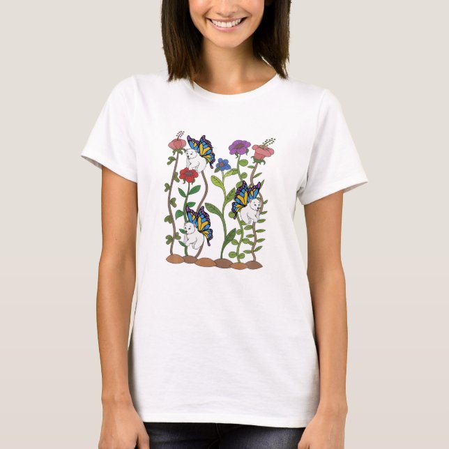 Camiseta Flores De Borboleta De Fantasia Animal (Frente)