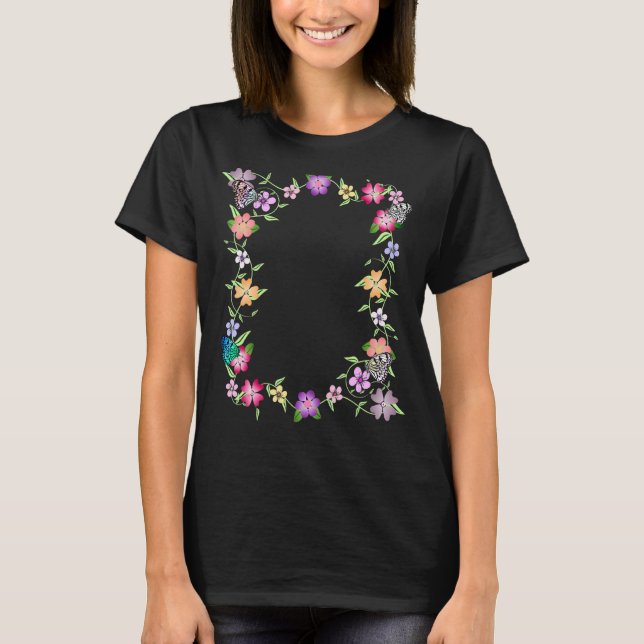 Camiseta Flores De Borboletas Blooms Borboletas Florais Flo (Frente)