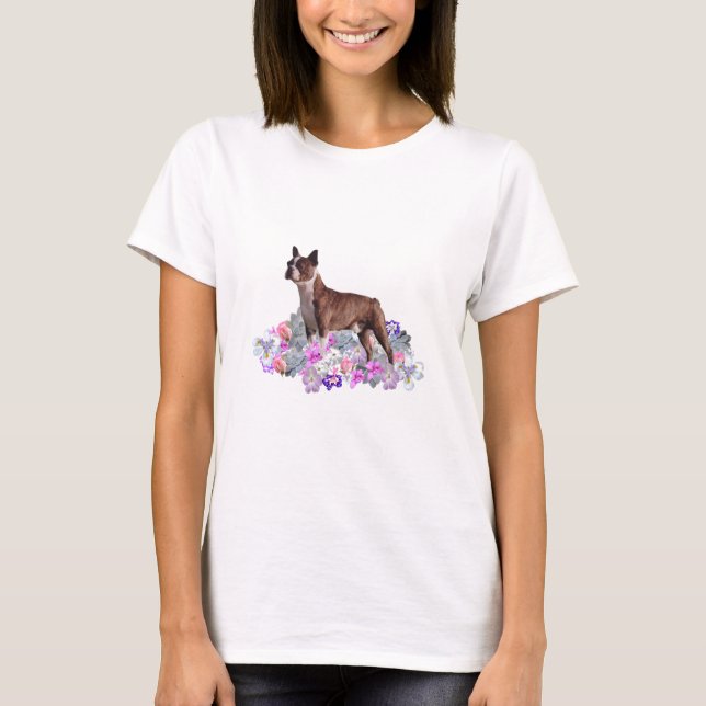 Camiseta Flores de Boston Terrier (Frente)