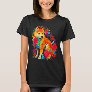 Camiseta Flores de Cachorro de Shiba Inu Cute