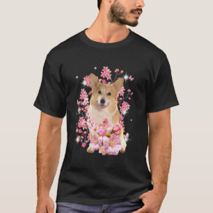 Camiseta Flores de Cerejeira Corgi