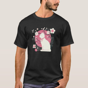 Camiseta Flores de Cerejeira na Primavera, Sakura com Gato