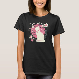 Camiseta Flores de Cerejeira na Primavera, Sakura com Gato