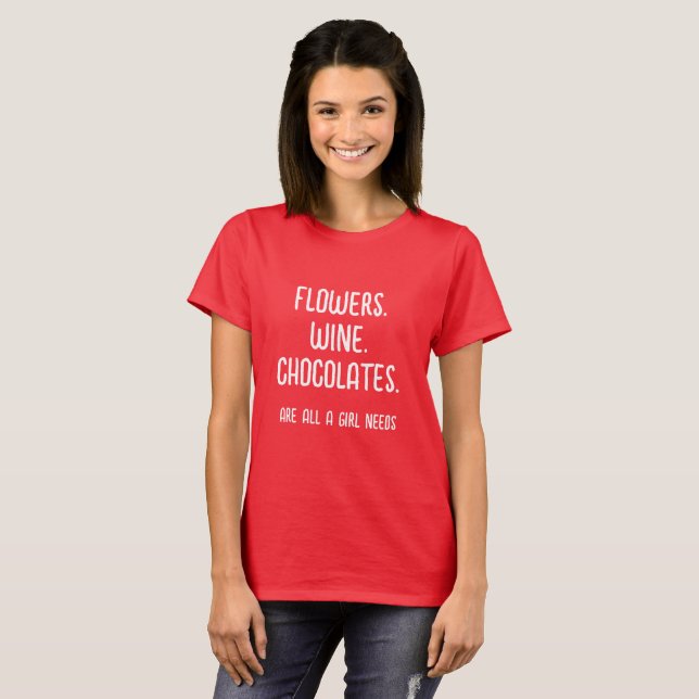 CAMISETA FLORES DE CHOCOLATES DE VINHO GALENTINE DESIGN TSH (Frente Completa)