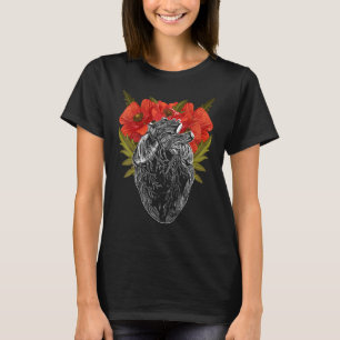 Camiseta Flores de Coração Anatômico Cardiologista Sobreviv