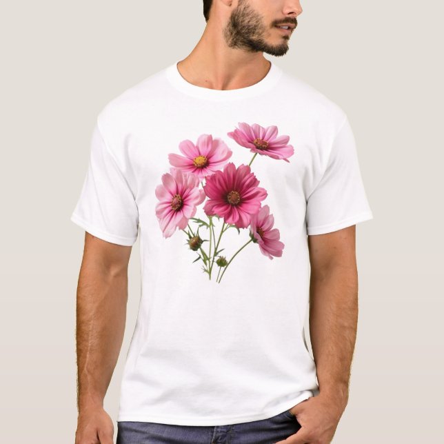 Camiseta Flores de Cosmos Rosa (Frente)