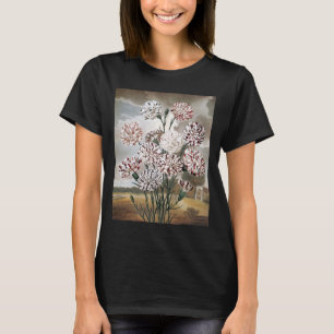 Camiseta Flores de Cravos Variegados Vintage com Céu Cinza
