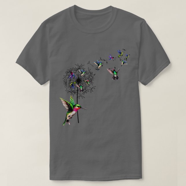 Camiseta Flores De Dandelion De Aves Hummingbird Para Mulhe (Frente do Design)