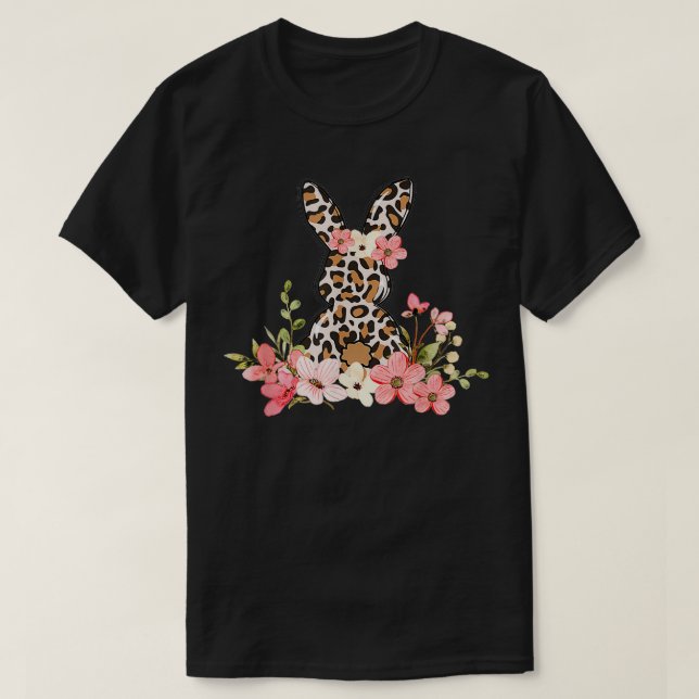 Camiseta Flores de Férias de Coelho Coelho Coelho da Páscoa (Frente do Design)