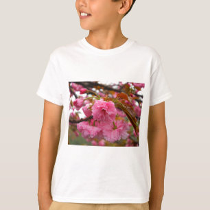 Camiseta Flores de Flor de Cereja Rosa Quente
