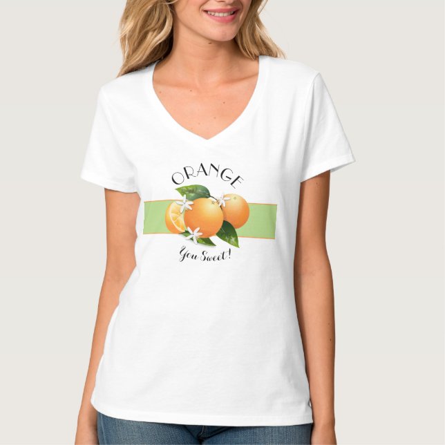Camiseta Flores de Frutas de citrinos de laranjas (Frente)