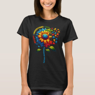 Camiseta Flores de Girassol de Conscientização do Autismo H