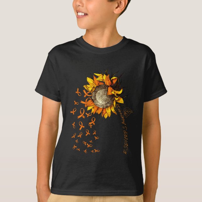 Camiseta Flores de Girassol Laranja de Conscientização da S (Frente)