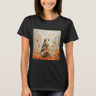 Camiseta Flores de Grilo Com Corações em Volta Estilo Boho