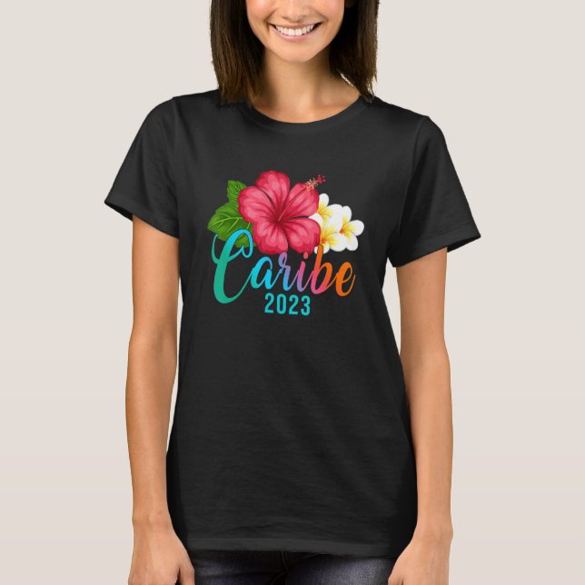 Camiseta Flores de Hibisco Tropical Caribe (Frente)