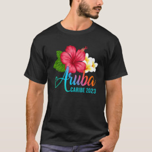 Camiseta Flores de Hibisco Tropical Caribe de Férias Aruba