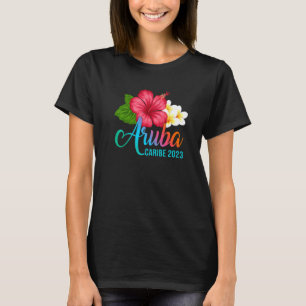 Camiseta Flores de Hibisco Tropical Caribe de Férias Aruba