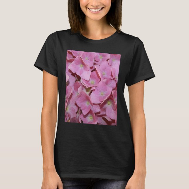 Camiseta Flores de Hydrangea Rosa Fechar Fotografia (Frente)