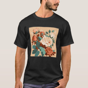 Camiseta Flores De Ilustração De Rosas Floristas Folha Wo