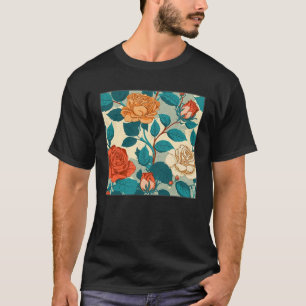Camiseta Flores De Ilustração De Rosas Floristas Folha Wo