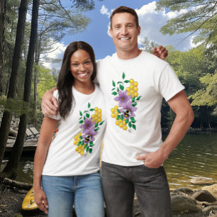Camiseta Flores de Lavanda Abelha Amarela