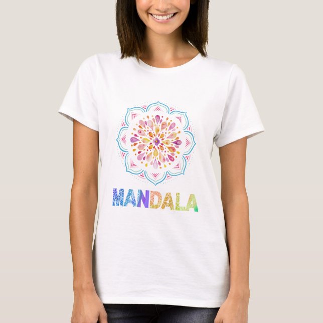 CAMISETA FLORES DE LOTUS COM COR MANDALA (Frente)