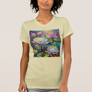 Camiseta Flores de Lótus Delicadas Desabrochando na Neve
