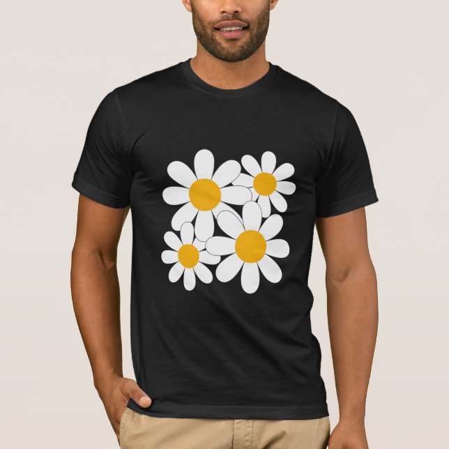 Camiseta Flores de Margarida Brancas Minimalistas (Frente)