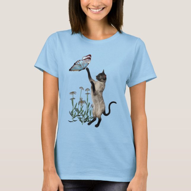Camiseta Flores de marisca-de-gato siamês (Frente)