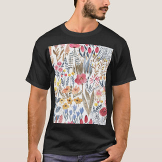Camiseta Flores de mola aquosa, vibrante e sem soldadura