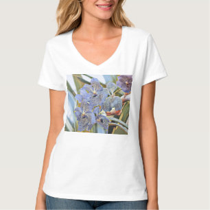 Camiseta Flores de orquídea coloridas azul-lavandante