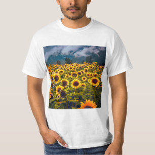 Camiseta Flores de Paisagem de Girassol Amarelo